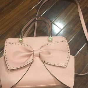 pink betsey johnson studded bow crossbody/handbag